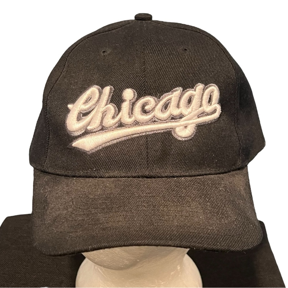 Vintage Chicago White Sox MLB Baseball Script Hat Adjustable Black Cap